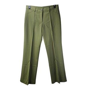Leyva's Women Straight Leg Dress Pants Olive Green Classic Flat Front Size XL